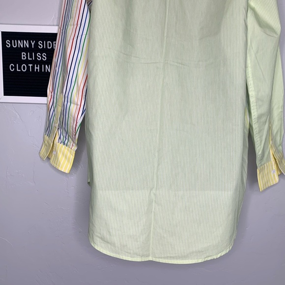 Free People Solid & Striped Rainbow Color Block Dress Shirt Size Medium - Picture 13 of 16